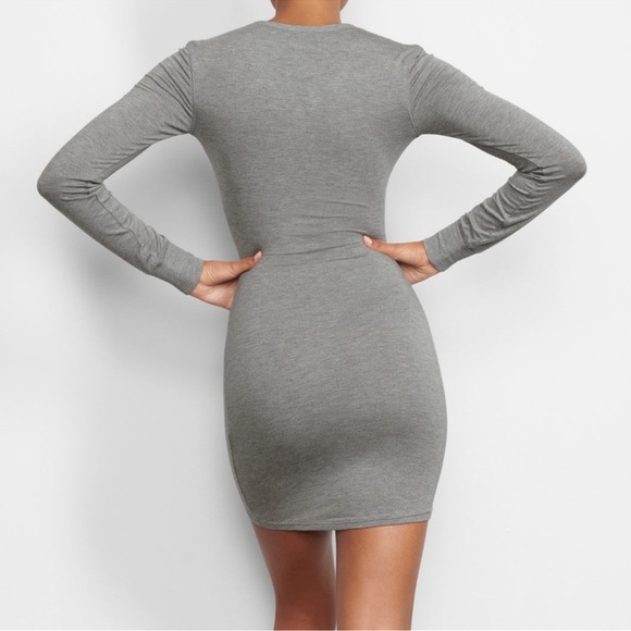 Skims Heather Grey Sleep Ling Sleeve Henley Dress Size XL - Picture 3 of 7